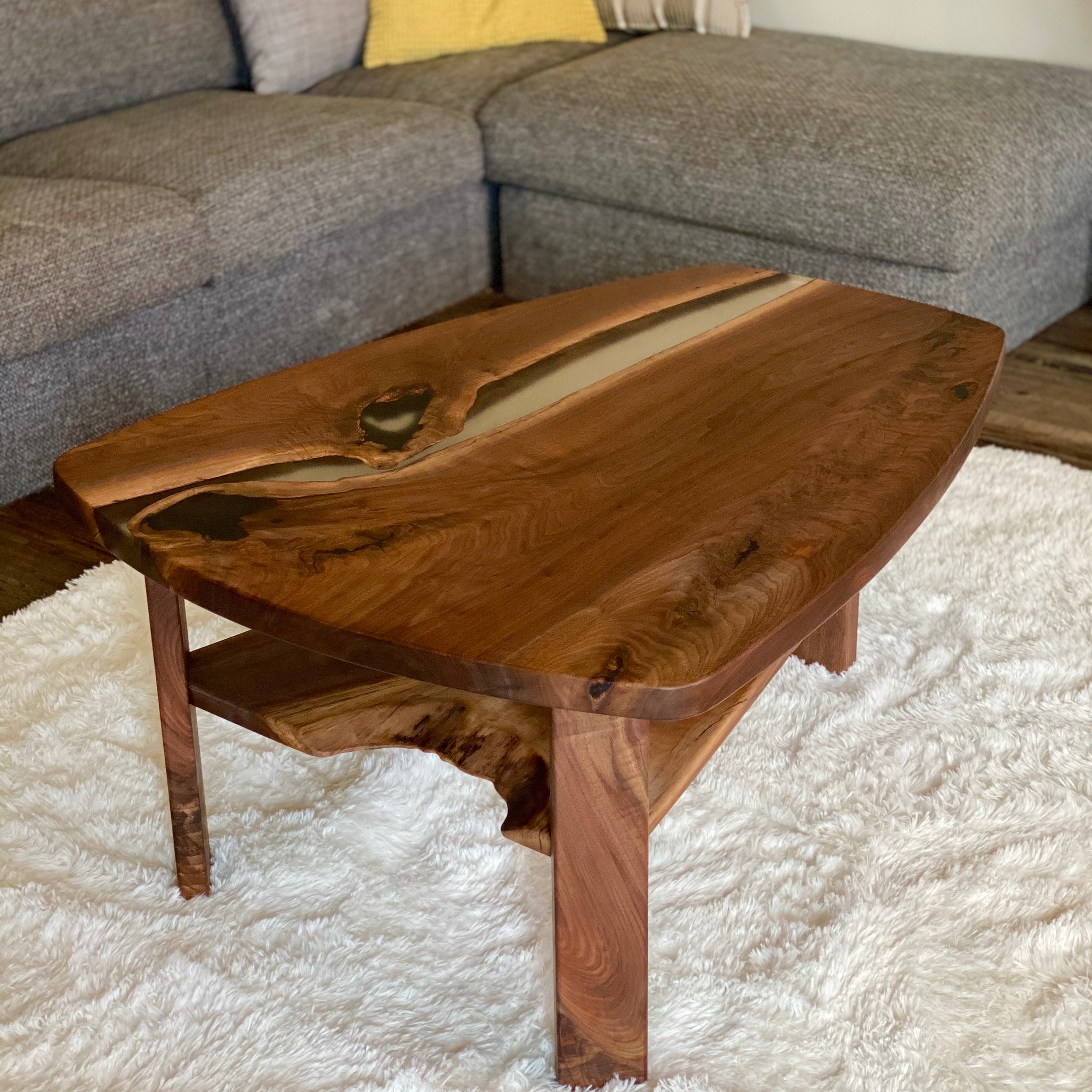 Cherry or Walnut Wood River Table – Beehive Recess