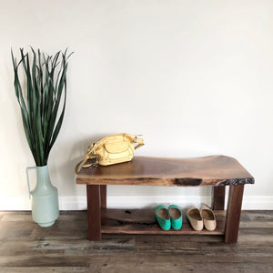 Live Edge Wood Entryway Shoe Bench
